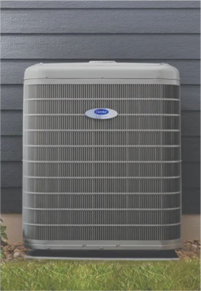 Heat pump unit installed outside a home for efficient heating and cooling
